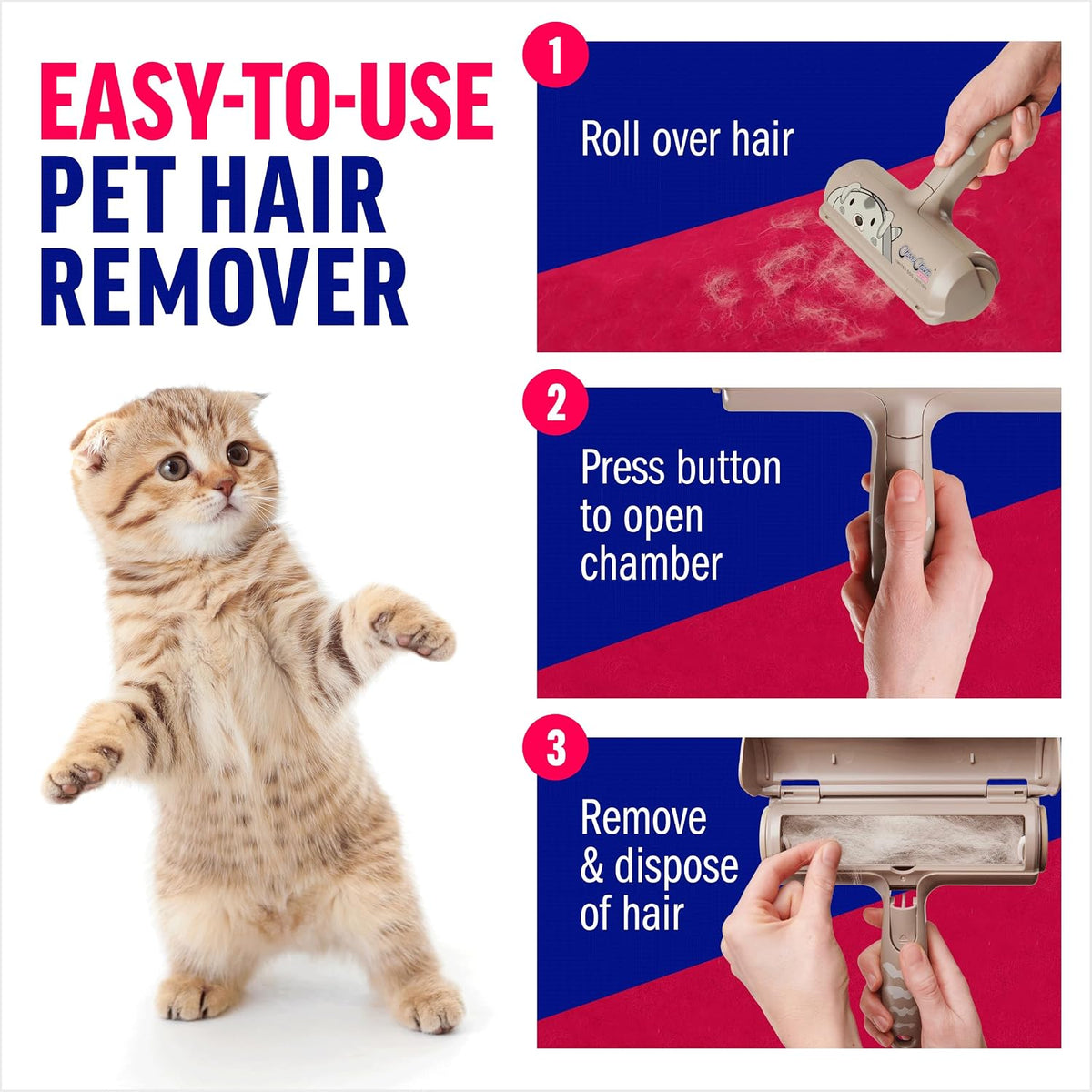 ChomChom Roller Pet Hair Remover – Original Size Reusable Lint Roller for Cat & Dog Hair on Furniture, Couch, Carpet, Car, Rugs & Bedding – Portable, Eco-Friendly (Dog)